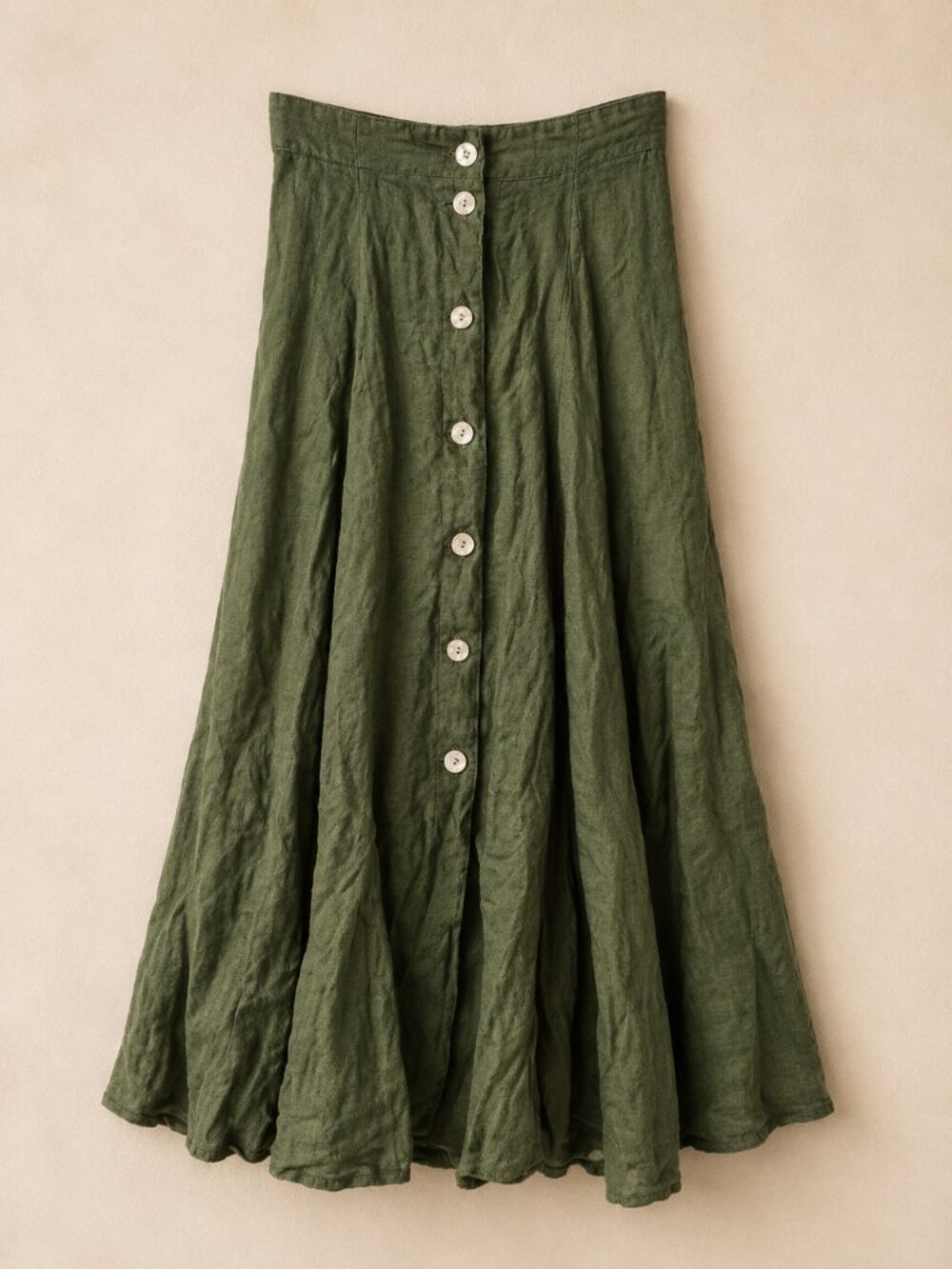 Vintage Jean Paul Olive Green Button down maxi skirt Sz 6
